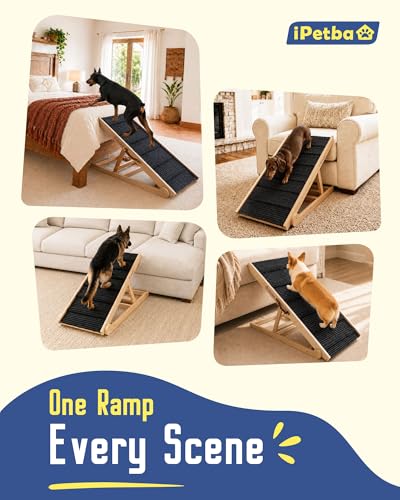 Large Dog Ramp for Bed & Couch - Joint-Friendly Pet Ramp, Extra Wide, Anti-Slip, Adjustable, Stable, Up to 200 lbs - size: Large