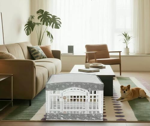 Dog Playpen Bottom Pad and Mesh Top Cover fit 36" x 36“ Puppy Playpen(Fence NOT Included),Reusable for Pet Training,Dog Crate,Waterproof Pet Pee Pads,Whelping,Puppies/Small Dogs,Hoop&Loop Design,Gray - color: 36"-BOTTOM and COVER-GARY