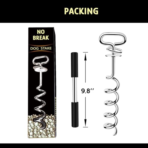 【90 Day Guarantee】 Heavy Duty Dog Tie Out Stake, No Break Dog Stake for All Dogs, Pet Anchor Yard Stake for Cable Beach Ground Outdoor Garden Sand