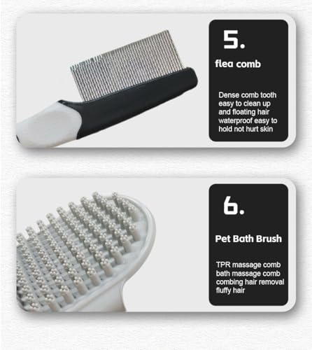 Dog Grooming Kit for Dogs at Home, 6-in-1 Pet Grooming Kit with Slicker Brush, Dematting Tool, Stainless Steel Comb, Nail Clipper for Dogs, Nail File & Bath Massage Glove
