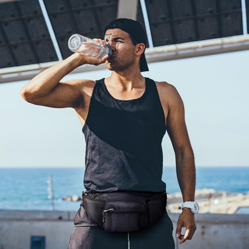 NOOLA Fanny Pack Waist Bag for Men Women, Lightweight Waist Pack with Water Bottle Holder, Adjustable Belt Bag with Multi-Pockets for Hiking, Dog Walking, Outdoor, Cycling, Running, Travel, Black - color: Black