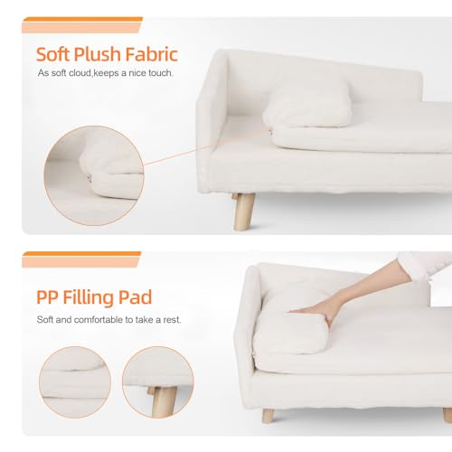 Elevated Dog Bed Couch Sofa: Wooden Dog Chair with Bolster Cushion for Small Dogs Cats Cute Pet Chaise Soft Cushion Washable, 31.7 x 18.9 Inches - size: 31.7"x 18.9"x9.3"