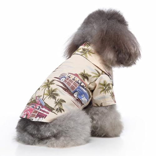 Tangpan Summer Pet Daisy Hawaiian Beach Plaid Print Shirts Clothes for Dog (X-Small, Beige) - color: Beige, size: X-Small