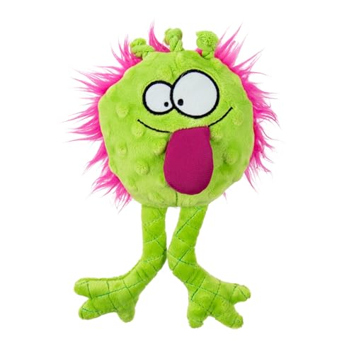 goDog PlayClean Germs Squeaky Plush Dog Toy with Odor-Eliminating Essential Oils, Chew Guard Technology - Lime, Small - color: Germs Monster Lime, size: Small
