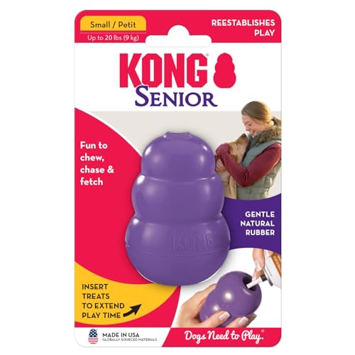 KONG Senior - Dog Toy with Gentle, Natural Rubber - Durable Dog Toy for Older Dogs - Use Treats with Stuffable Chew Toy - Treat Toy for Chewing & Fetching - for Small Dogs - size: Small (Pack of 1)