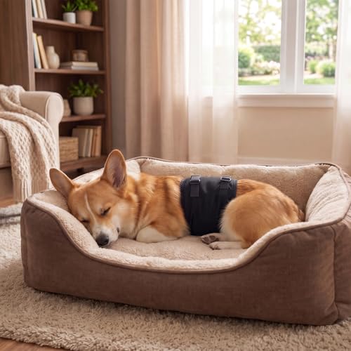 DENTRUN Male Dog Wrap - Machine Washable Post-Surgery Recovery & Heat Cycle Diaper, Prevents Licking, Mounting, Adjustable Belly Band, Marking Prevention Band, Leak-Proof Edges, Fast Drying - color: Black, size: XL