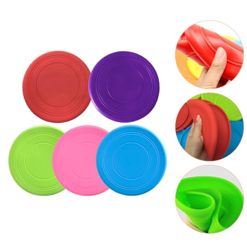 PRETYZOOM 5pcs Dog Flying Disc Set, Bite-Resistant Silicone Throwing Discs, Floating Interactive Chew for Puppy Outdoor Training and Exercise