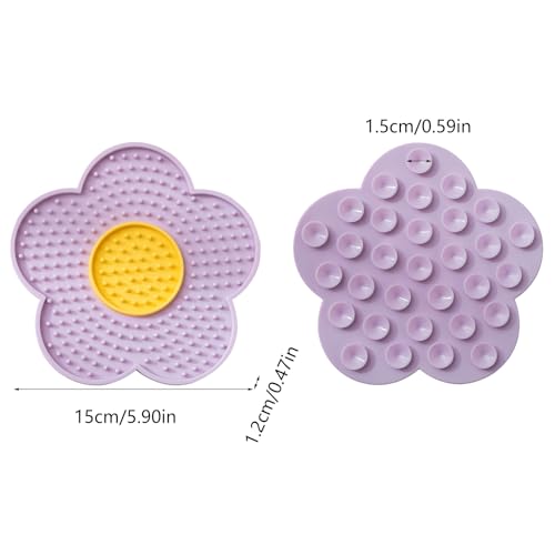 Cats & Dogs Lick Pad with Suctions Cup Slow Feeders Licking Mat Flower Shape Silicone - size: Blue
