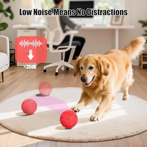 Interactive Dog Ball Toy, Smart Dog Toy for Medium and Large Dogs, Automatic Moving Rotating & Bouncing Ball, Durable E-TPU Material, IP54 Waterproof, Motion-Activated Dog Toy for Active Dogs - color: Red