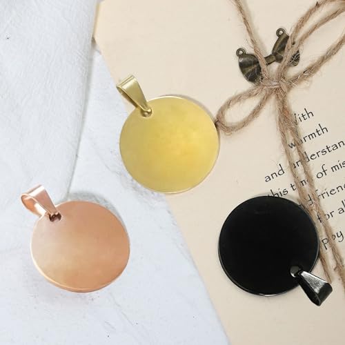 TSJ Stamping Blanks Round Metal Charms 10 PCS, Stainless Steel Blank Stamping Tags with Hole, 1 Inch (25mm) Rose Gold Punched Circle Disc