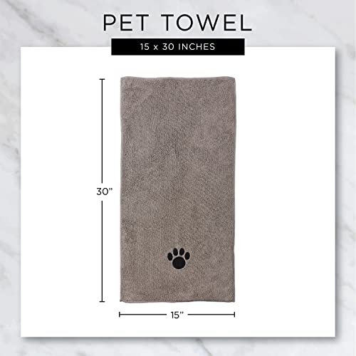 Bone Dry Pet Grooming, Embroidered Microfiber Towel Drying Collection, 15x30, Gray - color: Gray, size: 15x30"