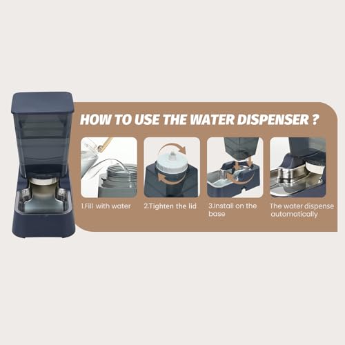 Automatic 5.4L/1.4Gal Pet Waterer, Pet Automatic Dog Water Dispenser Gravity Stainless Steel Water Feeder, Large Capacity Feeding Bowls for Cats and Medium & Large-Sized Dogs - color: Black, size: Water Only