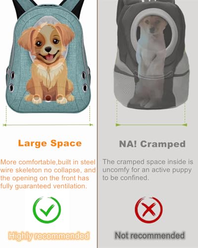 Small Dog Cat Chest Backpack Carrier,Large Space Ventilated Front Facing Backpack Carrier for Puppy,Lightweight Doggy Backpack for Hiking,Camping,Travel,Outdoor,Max 12 lbs(Cyan) - color: Cyan