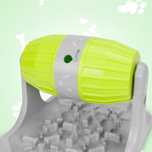 Rolling Treat Dispenser Dog Toy with Adjustable Food Opening Nonslip Base Interactive Feeding Game for Canine Enrichment Cognitive Training Dog Toy - color: Green