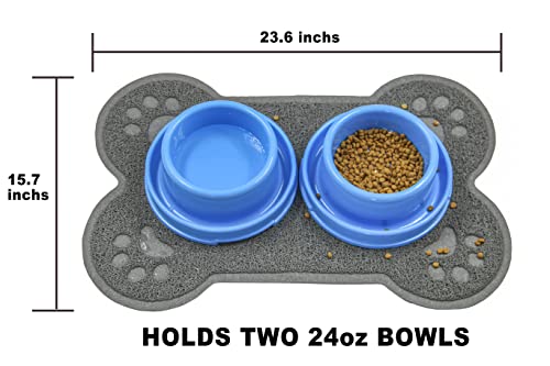 Petlike Pet Feeding Mat for Large Dogs and Cats, Non-Slip and Waterproof Large Dog Bowl Mat for Food and Water, Easy to Clean(Exclude Bowl…