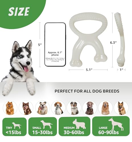 Durable Dog Chew Toy for Aggressive Chewers, Indestructible Nylon Bone Dental Care Teeth Cleaning Chew Toy for Small, Medium and Large Dogs, Keep Them Busy, Irresistible Beef Flavor (White) - color: White
