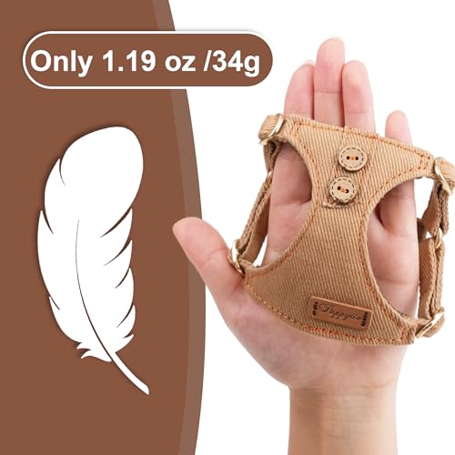 Puppytie No Pull Dog Harness with Multifunction Dog Leash, Soft Adjustable, Escape Proof, Classic Style, Khaki Camel, S - color: Button-Khaki Camel, size: S