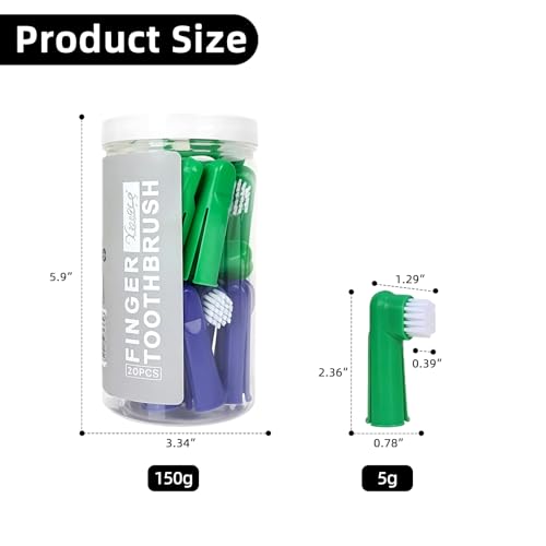 20Pcs Dog Finger Toothbrush with Soft Nylon Bristles Dog Toothbrush Finger Dog Teeth Cleaning Tool Pet Dental Care Toothbrush for Puppies Dogs Kittens Cats