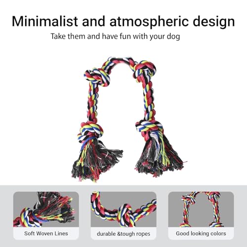 Heavy Duty Dog Rope Toys for Aggressive Chewers, Tough Tug of War Dog Toys for Large, Medium & Small Dogs - color: red