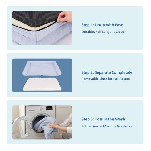 Ownpets Cooling Dog Bed for Large Dogs, 42" x 30" Orthopedic Foam Pet Bed with Bolsters, Removable Washable Cover, Protective Inner Liner, Non-Slip Bottom - size: L(42" x 30")