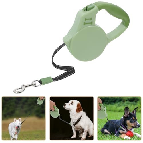 Retractable Dog Leash 3 Meters with Brake Lock System Reflective Nylon Tape Dog Traction Rope Outdoor Walking Leash for Corgis for Pets