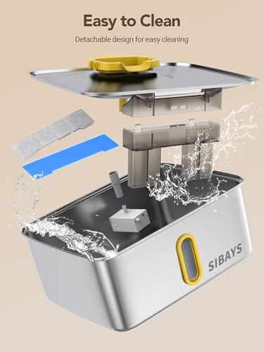 SIBAYS 4Gal/15L Stainless Steel Large Dog Water Fountain, Ultra Quiet Automatic Pet Water Fountain, Dog Water Bowl Dispenser with Water Level Window and LED Light, Easy to Clean(FS78, Silver-Yellow) - color: Silver-Yellow