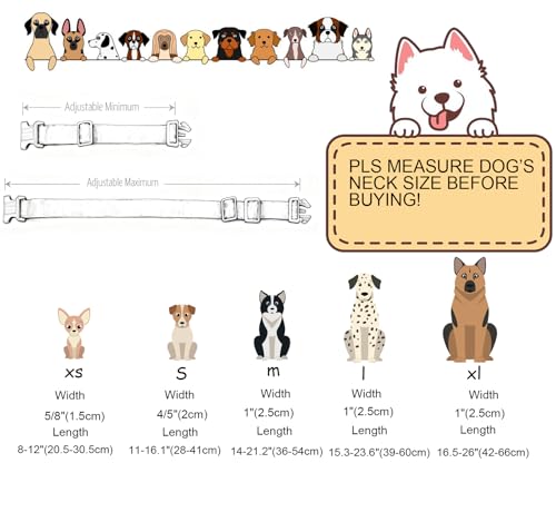 DOGWONG Valentine's Dog Collar-Hearts Print Dog Collar for Large Cute Dog Collars Spring Female Male Pet Gift Adjustable Heavy-Duty Soft Collar,XS - color: A: Beige Heart, size: X-Small