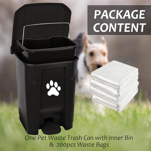 tebiete Dog Poop Trash Can Outdoors Pet Waste Station with Lid Dog Waste Disposal Container with Removable Inner Bin Bucket Hands-Free Pedal Garden Yard Home with Waste Bags, Black - color: 1Pack Black