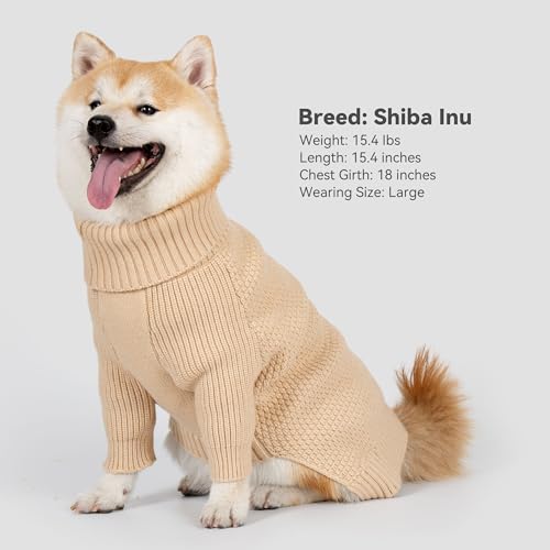 cyeollo Small Dog Sweater with Long Sleeves Turtleneck Knitted Sweaters Winter Dog Clothes Sweaters for Small Dogs S - color: Beige, size: Small