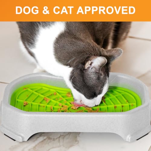 Neater Pets Neat-LIK Dog Lick Mat w/Mess-Proof Tray, Lick Mat for Dogs, Cats, Puppy, Reduces Anxiety & Boredom, Peanut Butter Slow Feeder, Interactive Treat Licking Pad (Green/Vanilla Bean) - color: Green Mat w/ Vanilla Bean Tray
