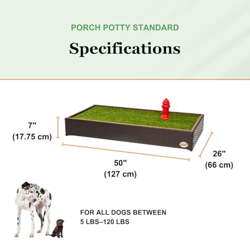 Porch Potty Artificial Grass Potty Pads Without Sprinklers - Standard Size 26x50x7 Reusable Potty Training Pad - Washable Pee Pad for Dogs - Instant Drainage - Quick Absorb - 4x2 Feet Grass Area - size: Standard