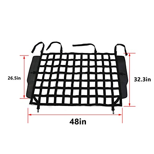 Pet Net Vehicle Safety Mesh Dog Barrier for Jeep Wrangler JK JL 4-Door 2007-2026, Fits Behind Rear Seat, Suitable for Medium, Large Pets, Easy to Install