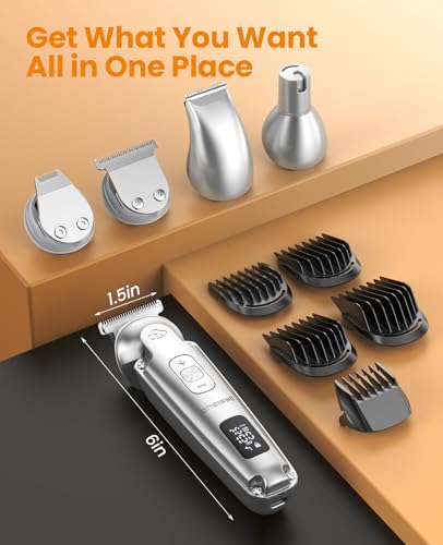 oneisall Small Dog Clippers and Paw Trimmer with Low Noise, 4 - in - 1 Cordless Dog Grooming Kit with 3 - Level Speed Clippers (7000 RPM) for Grooming Thick Hair, Waterproof Shaver for Dogs and Cats | 6000/6500/7000RPM, 3-Speed, 49dB, LED Display, IPX7 Wa