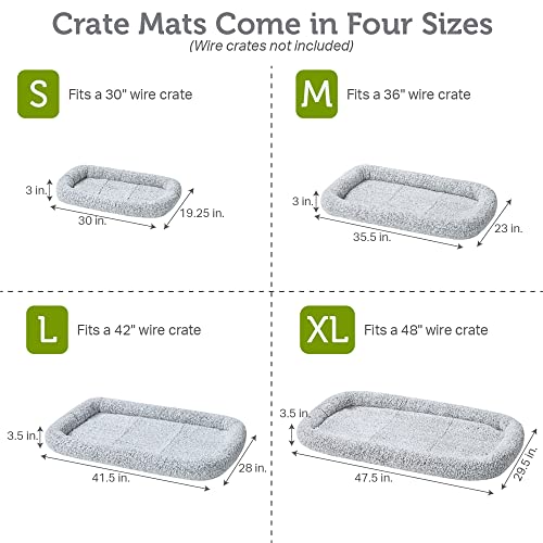 Friends Forever Bolster Dog Crate Mat 48 Inch, Washable Dog Crate Bed, Sherpa Fleece, Nova Grey - color: Nova Grey, size: 47.5"L x 29.5"W x 3.5"H, style: Crate Mat w/ Bolster