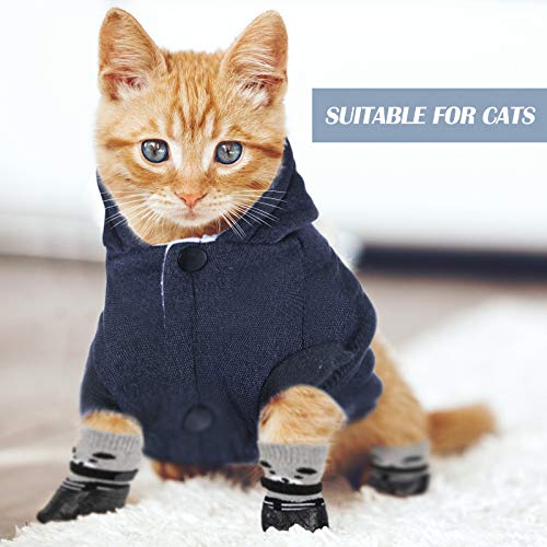Winter Dog Coat Warm and Cat Boots Shoes Socks Waterproof Puppy Jacket Small Dog Booties Paw Protectors Stylish Hooded Coat for Puppy(Navy Blue,S) - size: S