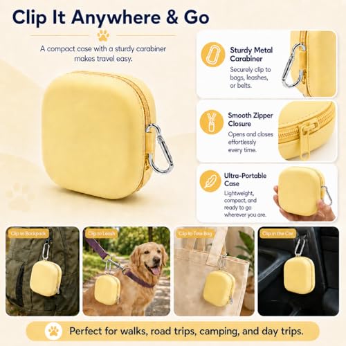 Portable Dog Bowl, Collapsible 2-in-1 Travel Dog Bowls with Carabiner Clip, Silicone Double Pet Food and Water Dish for Outdoor Camping and Hiking (Yellow) - color: Yellow