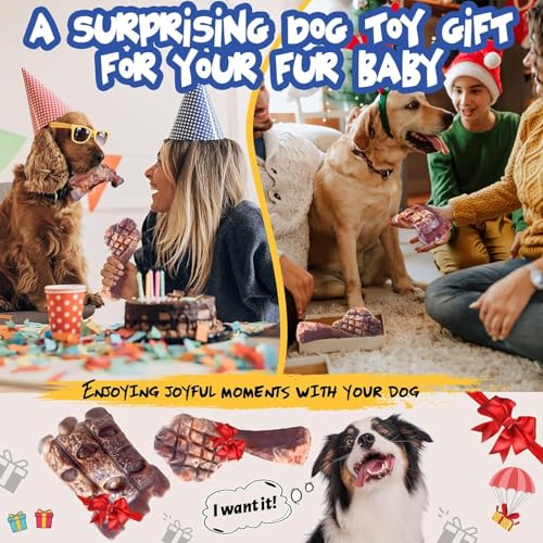 Fuufome Dog Chew Toys for Aggressive Chewers:2 Pack Indestructible Dog Toy for Large Breed- Tough Nylon Teething Bone Toy to Keep Them Busy - color: Grilled color