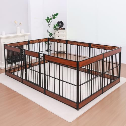 Dog Playpen, 31.5" Height Dog Pen Indoor, Heavy Duty, Safe and Sturdy, Furniture Style Puppy Pen (12 Panels (31.5" High), Black) - color: Black, style: 12 Panels (31.5" High)