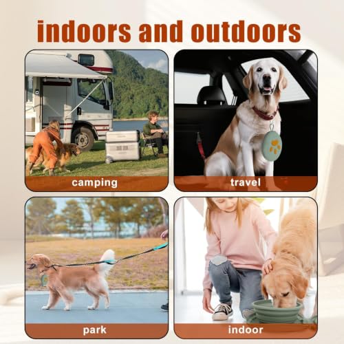 Collapsible Dog Bowl 2-in-1 Travel Portable Silicone Carabiner,Green | food & water use, folds flat, compact storage, camping, hiking, everyday walks, carabiner clip included - color: B-Green