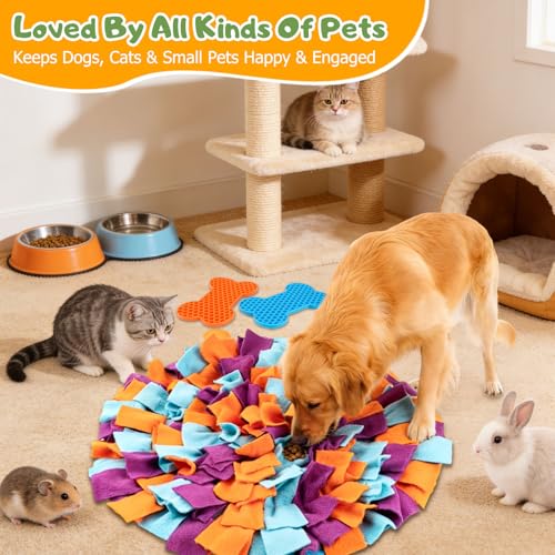 Snuffle Mat for Dogs, 17.7" Slow Feeder Foraging Dog Puzzle Toy for Stress Relief & Smell Training, Interactive Enrichment to Keep Dogs Busy, for Puppy/Medium/Large Breed