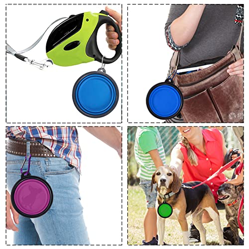 LAVAED 4 Pack Collapsible Dog Bowl Portable Foldable Travel Pets Bowls Cats Water Feeding Food Bowls Silicone Expandable Cup Dish Puppies for Walking Camping Outdoors with Carabiner Clip