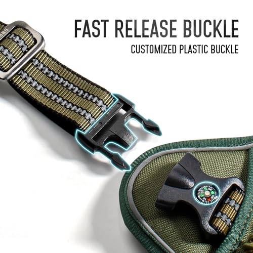 Tactical Dog Harness for Medium & Large Dogs, Green Adjustable No-Pull Control with Handle, Heavy Duty Reflective Vest - Size XL - color: Green - Set, size: XL