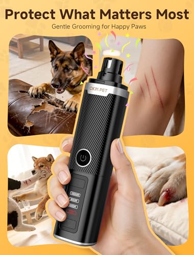 Dog Nail Grinder, Quiet Electric Dog Nail Trimmer with 2 LED Lights, 3-Speed Pet Nail Grinder for Dogs & Cats, Rechargeable 2000mAh Nail Grinder for Small Medium Large Dogs with Light, Black - color: Black