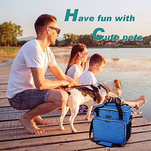BAGLHER Dog Travel Bag, Pet Travel Bag (ALL Pet Travel Supplies), With 2 Pet Food Containers and 2 Collapsible Silicone Bowls; Essential Kits for Pet Travel Blue - color: Blue, size: Medium