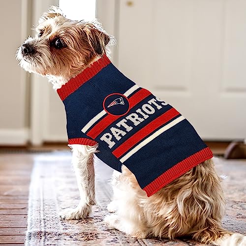 NFL New England Patriots Dog Sweater, Size Extra Small. Warm and Cozy Knit Pet Sweater with NFL Team Logo, Best Puppy Sweater for Large and Small Dogs - color: New England Patriots, size: X-Small