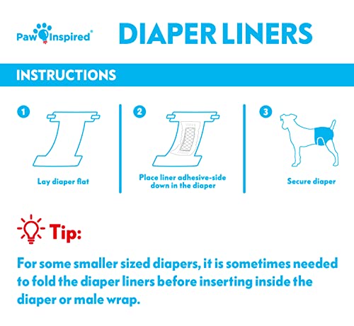 Paw Inspired Reusable, Washable Belly Bands for Male Dogs (X-Small, 3 Count) with Disposable Diaper Liner Inserts (30 Count)
