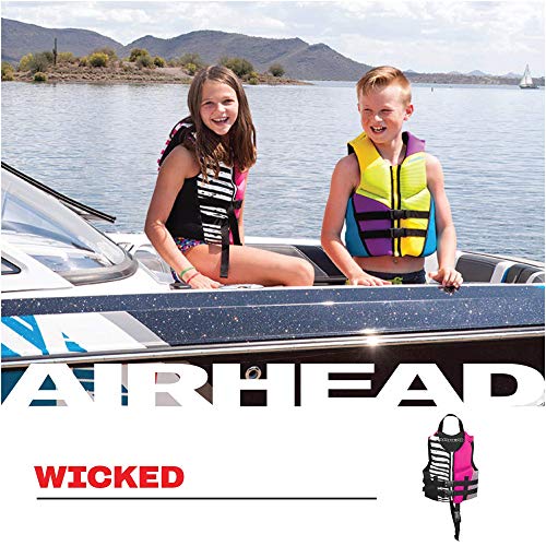 Airhead Wicked Kwik-Dry NeoLite Flex Life Jacket for Kids - USCG Approved Life Vest for Youth, Child & Infant, Watersports Vest for Boating, Tubing & Swimming, Hot Pink - size: Child (30 - 50 Lbs)