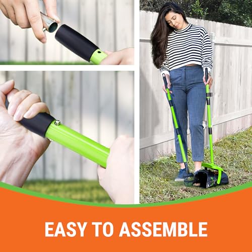 Pupzle Dog Pooper Scooper with Bag Attachment, 40" Long Handle Pooper Scooper for Large Dogs, Dog Poop Scoop for Yard, Large Capacity Swivel Bin and Rake, Lavender Scented Bags (Green) - color: Green