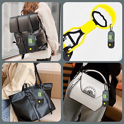 2 Pack Dog Poop Bag Dispenser with Built-in LED Flashlight, Pet Waste Bag Holder for Leash with Carabiner Clip for Lead Leash, 2 Rolls Leak-proof Doggy Waste Bags for Dog Walking, Grey - color: Grey