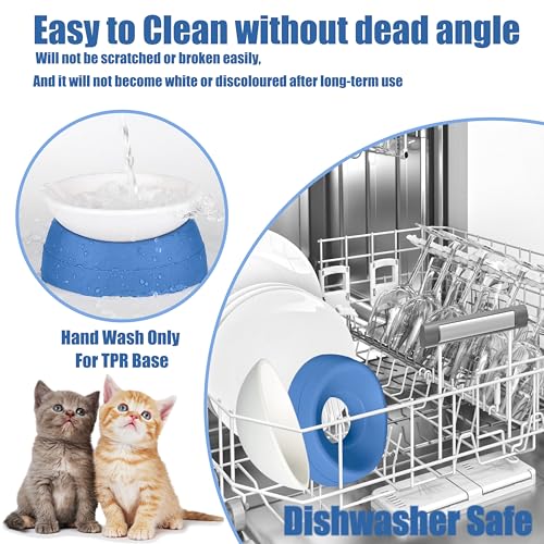 French Bulldog Food Bowl- Slanted Tilted Pug Food Water Bowl,Cat Bowl- Feeder for Frenchie/Shih Tzu/Flat Faced Small Dogs/Puppies/Cats (Blue, 4 Cup) - color: Blue, size: 4 Cup